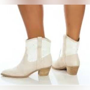 Dolce Vita Women Sonya Glitter Beige Suede Western Boots 8